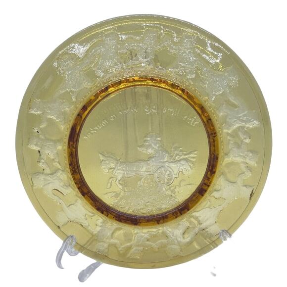 Tiara Indiana Glass Amber Nursery Rhyme Plates Set of 4 Mint Condition Vintage - Picture 9 of 11